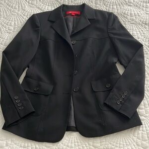 AK Anne Klein lightweight - sporty jockey style blazer-black with red detailing